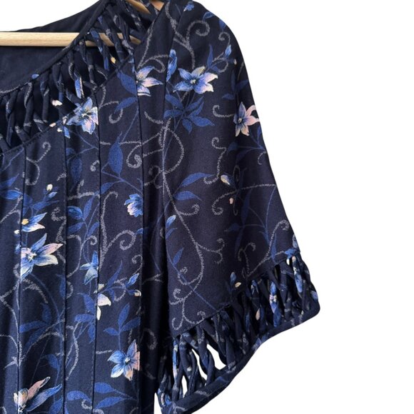 Vintage Sarah Elizabeth Dress 6 Maxi Floral Open Work Detail Waist Tie Cottage - Picture 7 of 16